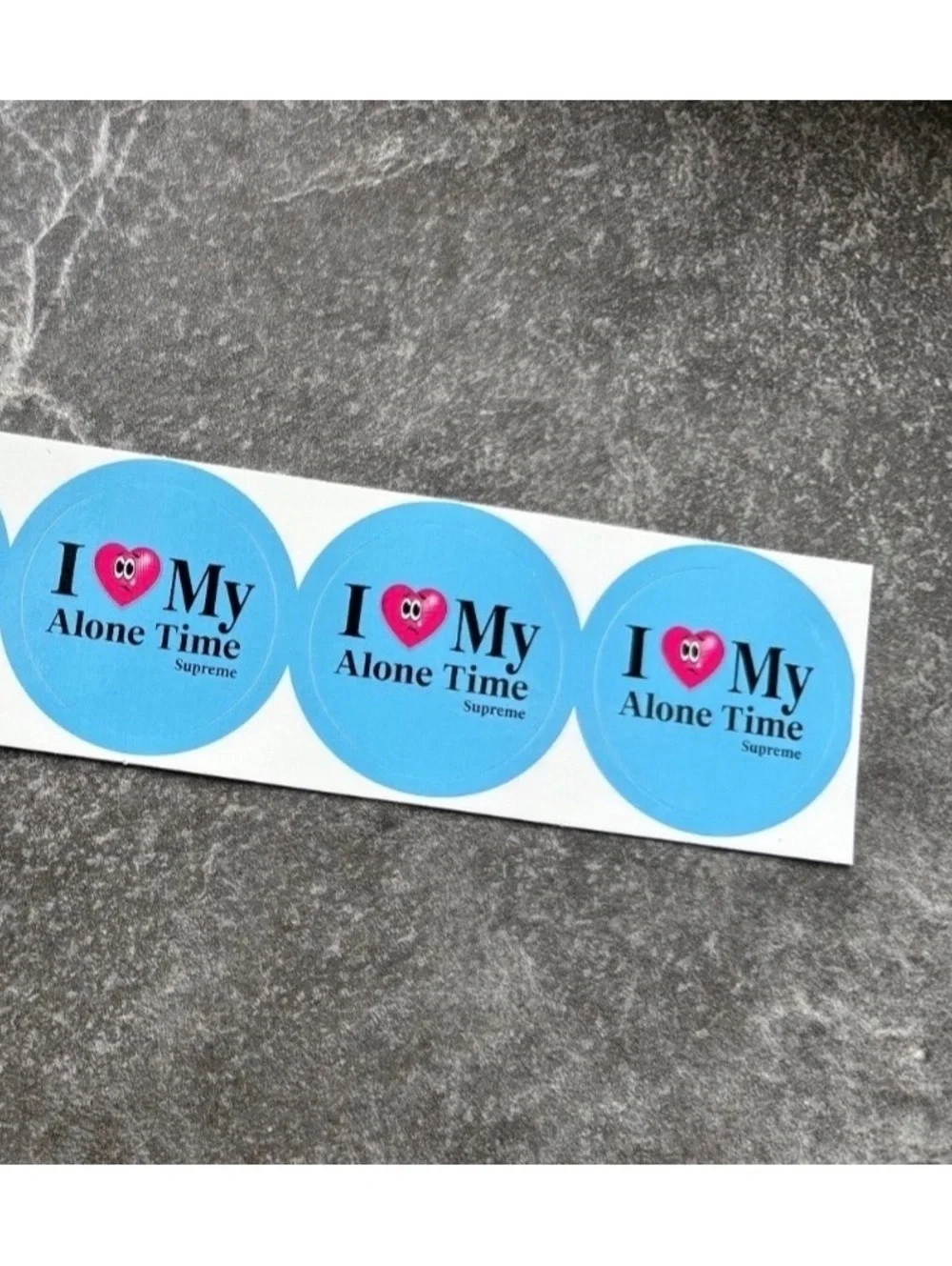 Supreme I Love My Alone Time Blue Sticker Sheet - 5 Stickers